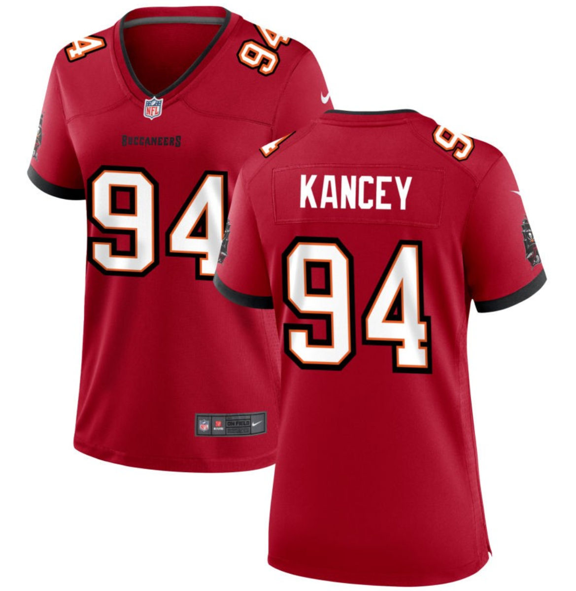 Women's Tampa Bay Buccanee #94 Calijah Kancey Red 2023 Draft Stitched Game Jersey(Run Small)